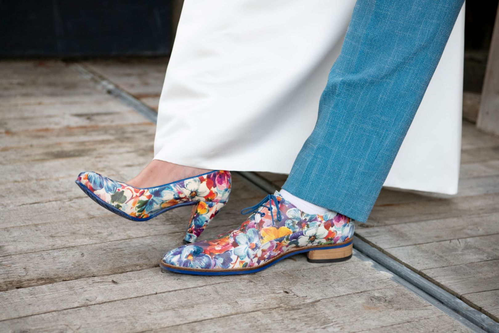 Shoelia kleurrijke schoenen met bloemenprint matchende heren en damesschoenen Pepe Milan Flower Festival